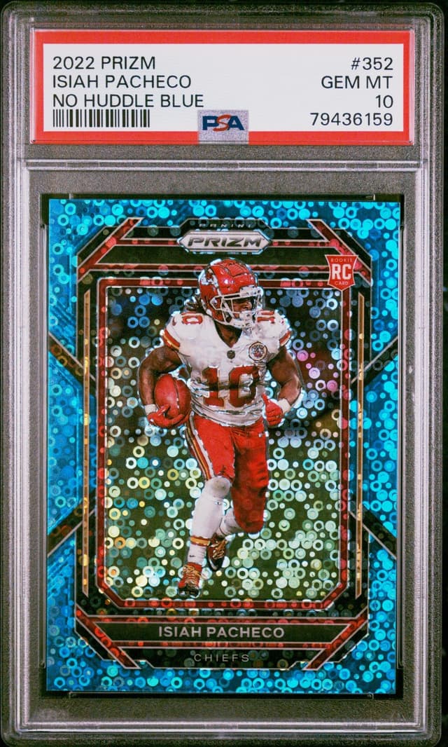 Isiah Pacheco Panini Prizm #352 No Huddle Blue