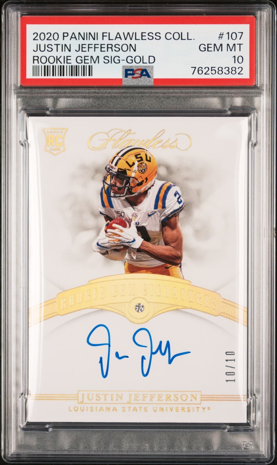 Justin Jefferson Panini Flawless Collegiate #107 Rookie Gem Signatures-Gold