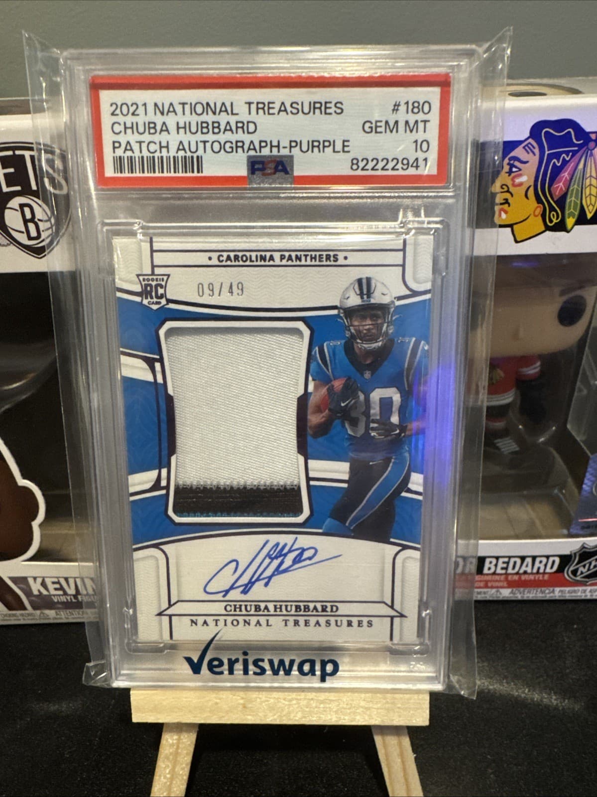 Chuba Hubbard Panini National Treasures #180 Patch Autograph-Purple