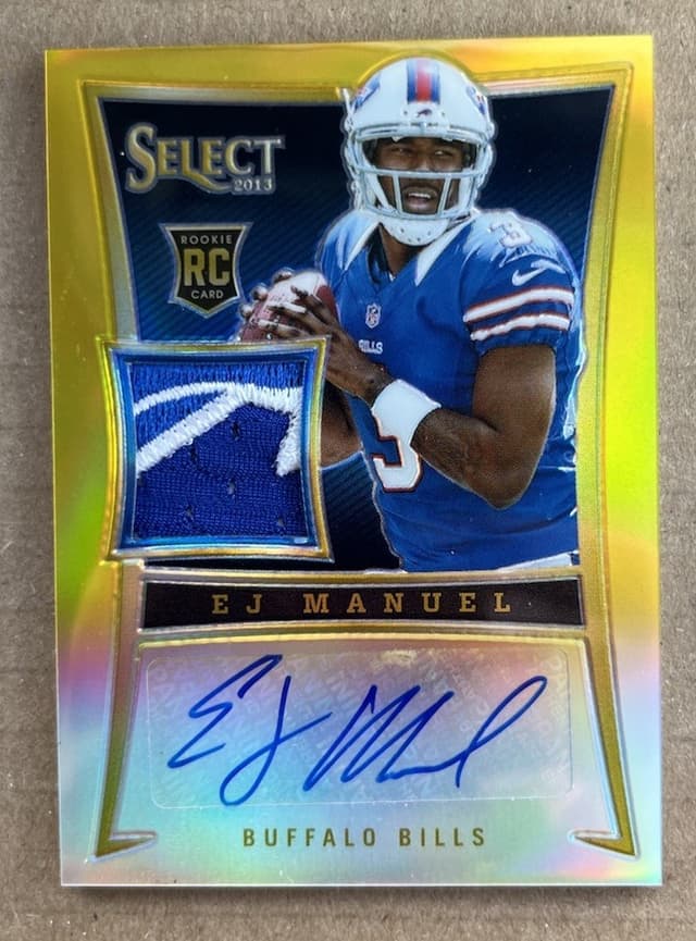 EJ Manuel Panini Select #185 Jersey Autograph-Gold Prizm