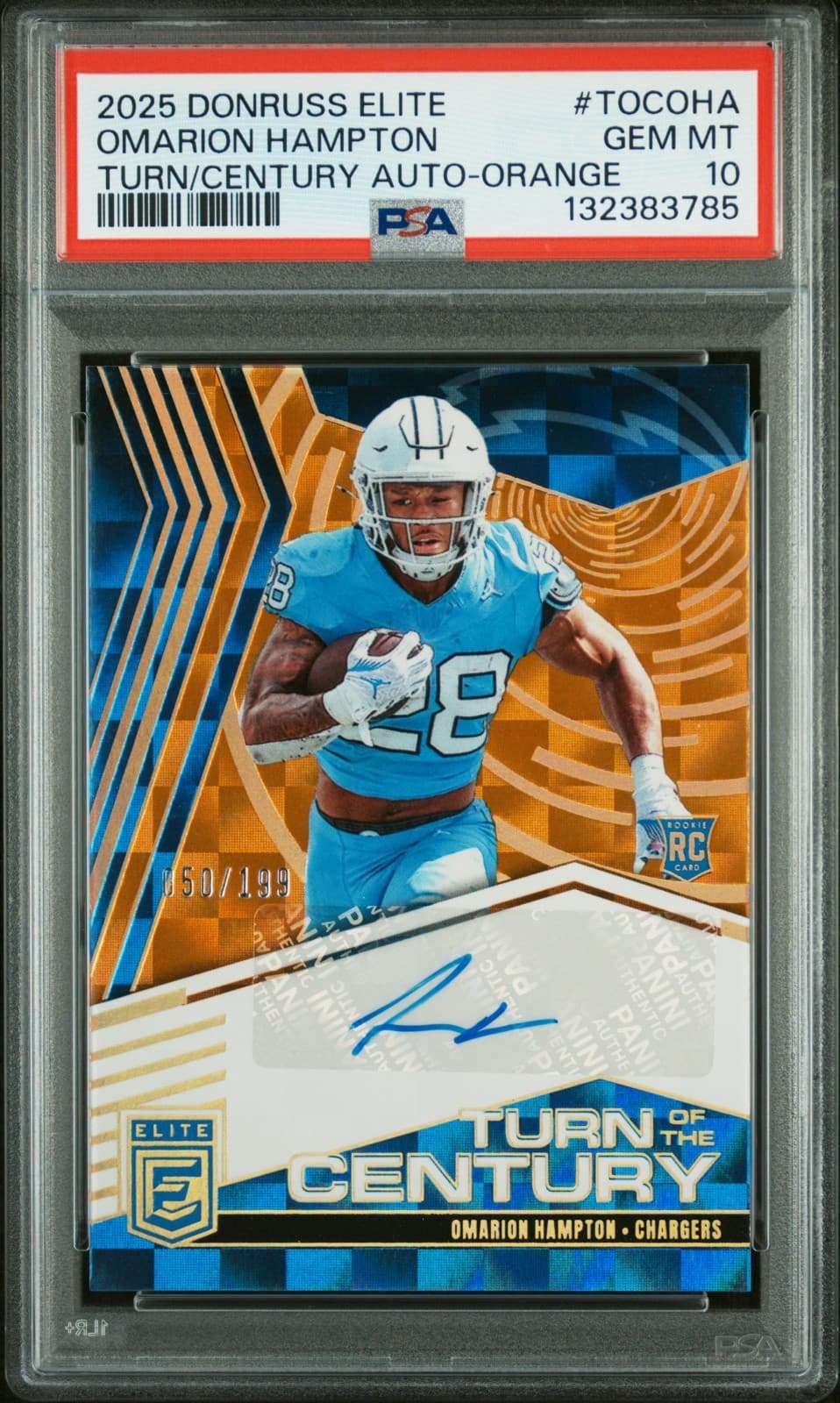 Omarion Hampton Panini Donruss Elite Turn of the Century Autographs #TOCOHA Orange