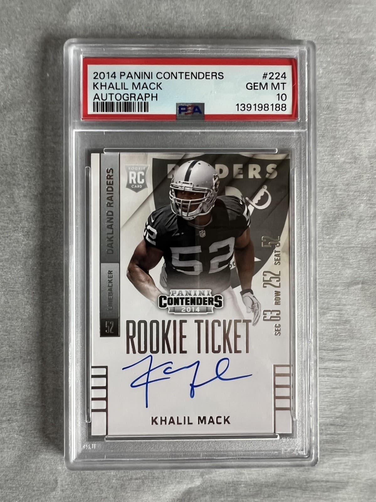 Khalil Mack Panini Contenders #224 Autograph