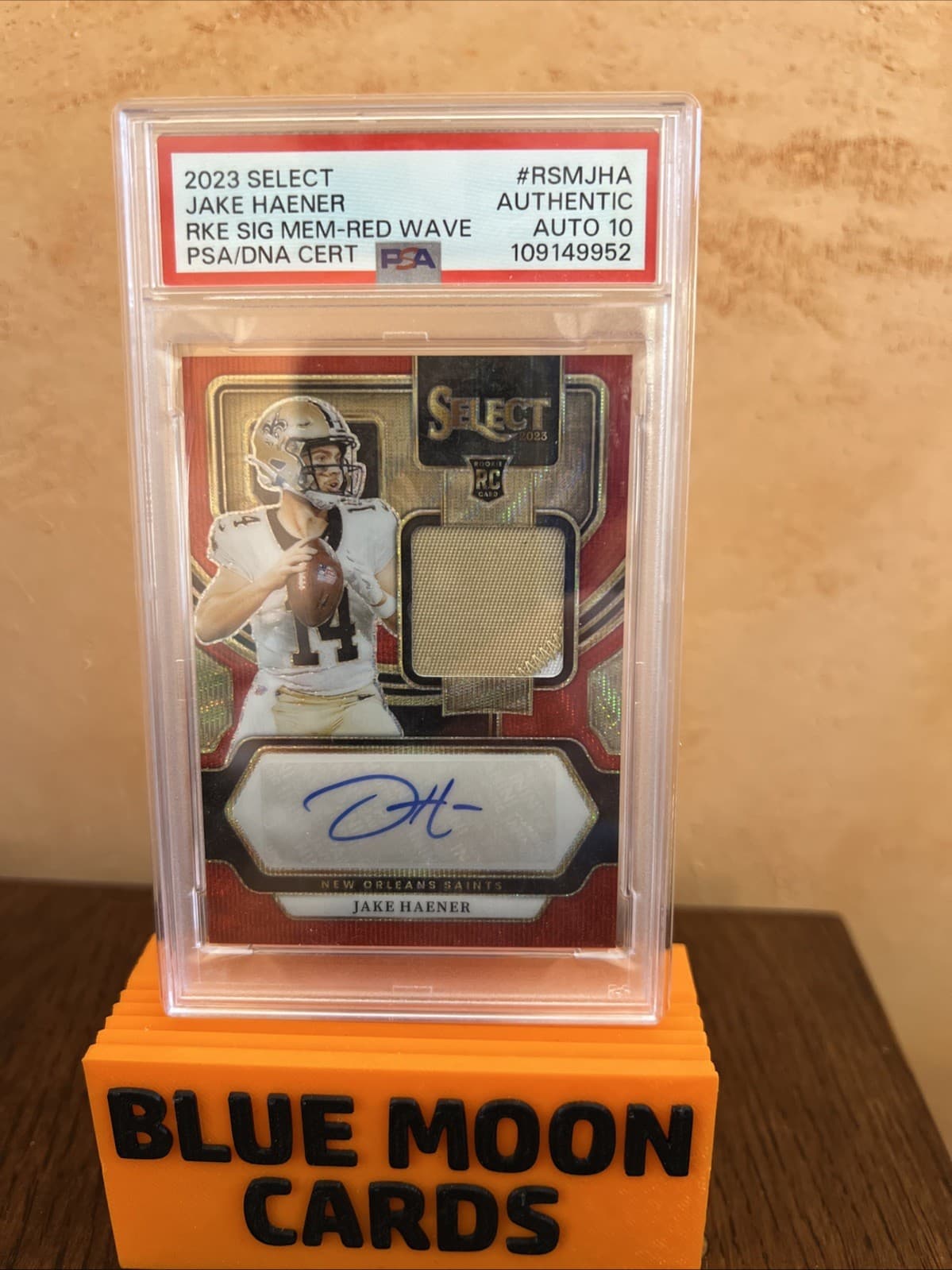 Jake Haener Panini Select Rookie Signature Memorabilia #RSMJHA Red Wave