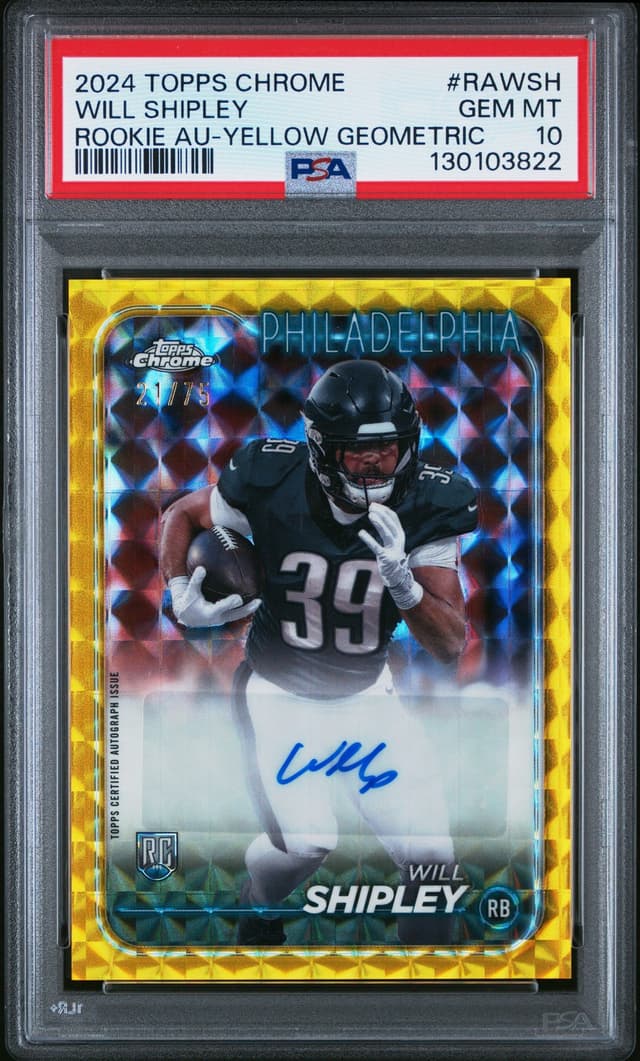 Will Shipley Topps Chrome Rookie Autographs Variations #RAWSH Yellow Geometric