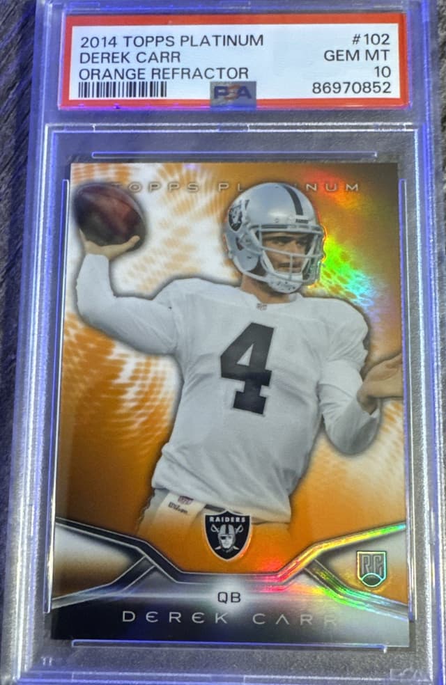 Derek Carr Topps Platinum #102 Orange Refractor
