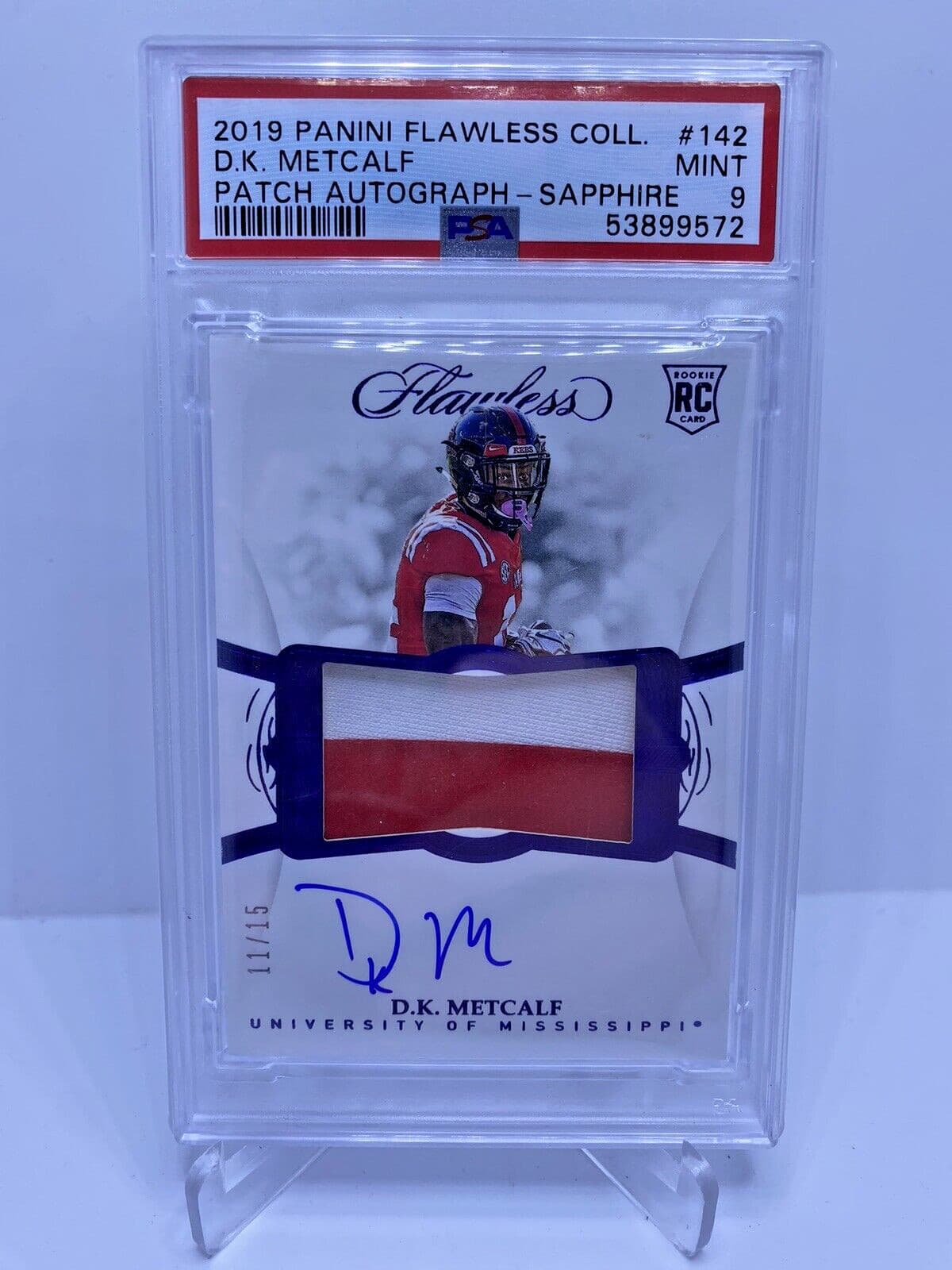 D.K. Metcalf Panini Flawless Collegiate #142 Patch Autograph-Ruby