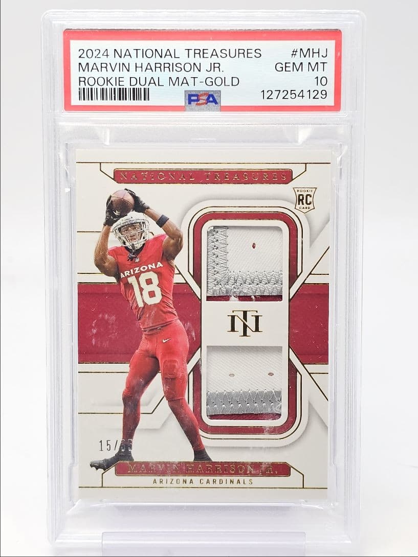 Marvin Harrison Jr. Panini National Treasures Rookie Dual Materials #MHJ Jersey Number Red