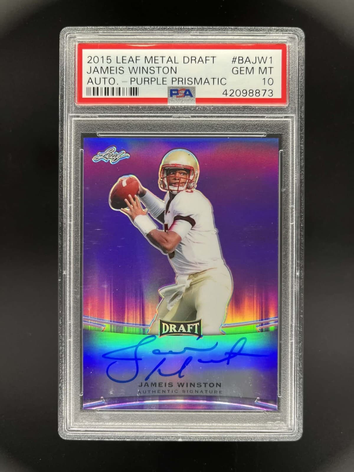 Jameis Winston Leaf Metal Draft Autographs #BAJW1 Purple Prismatic