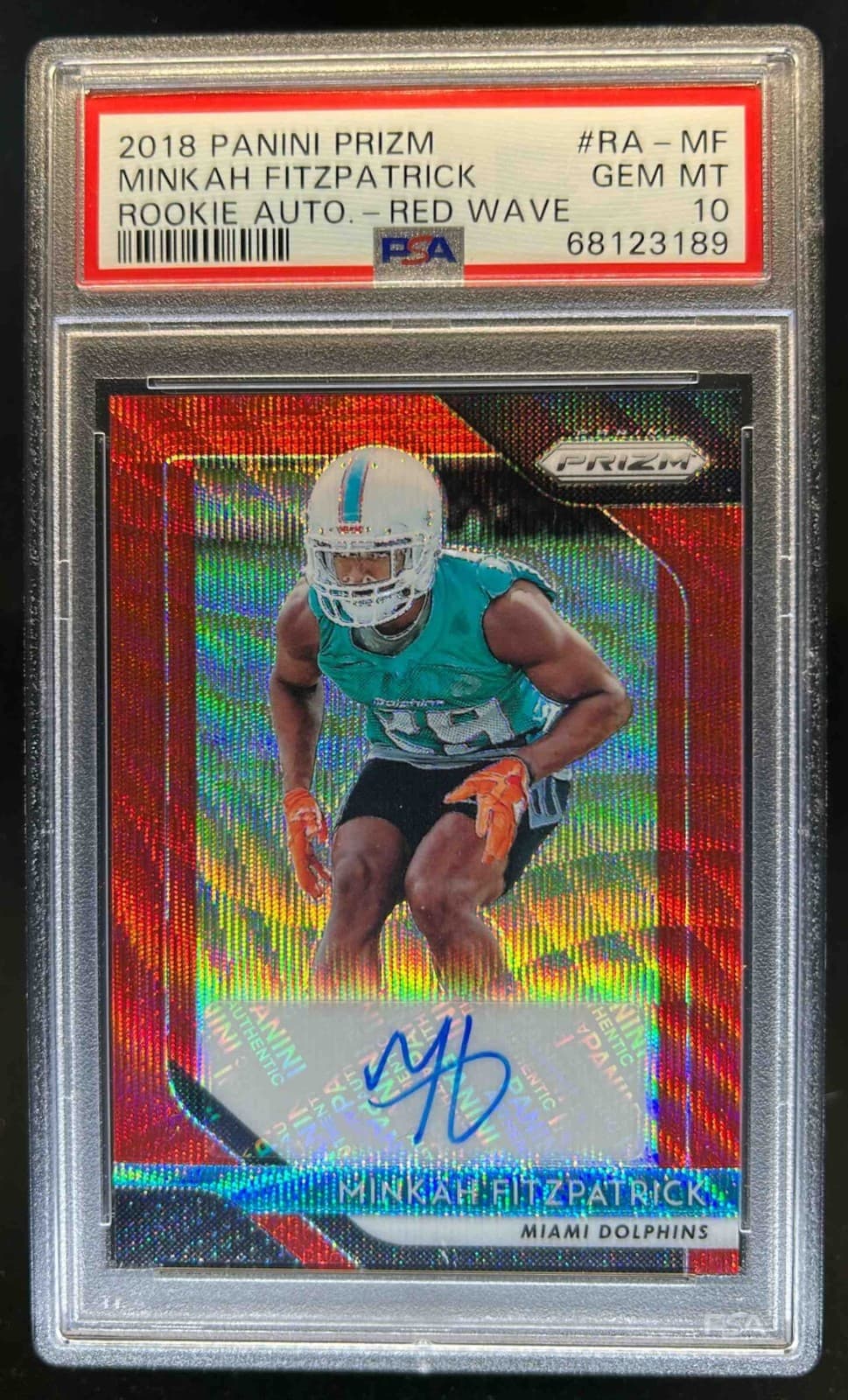 Minkah Fitzpatrick Panini Prizm Rookie Autographs #MF Red Wave