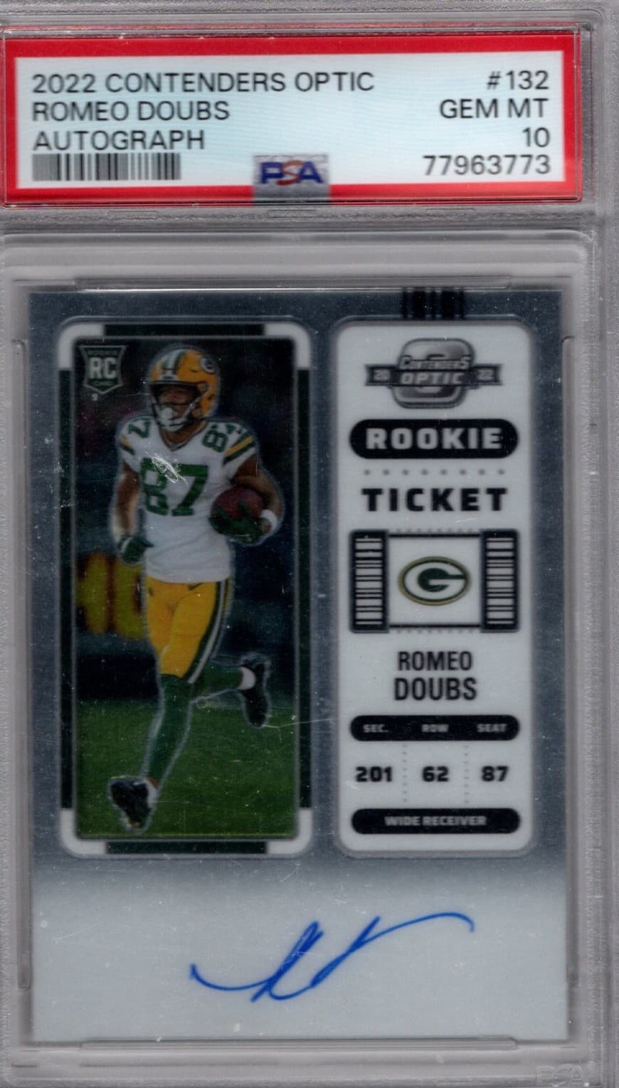 Romeo Doubs Panini Contenders Optic #132 Autograph