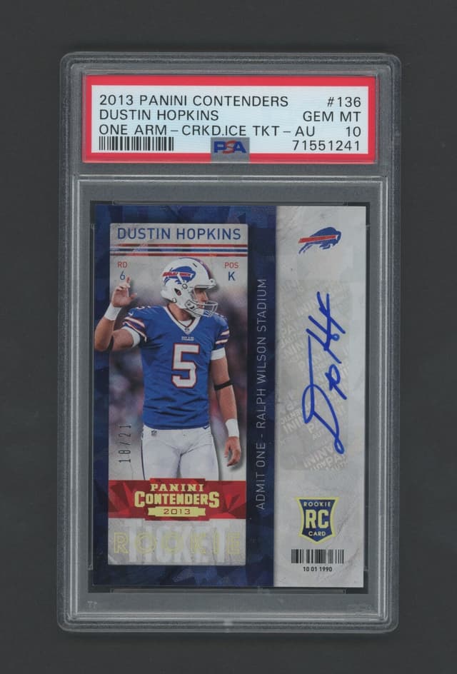 Dustin Hopkins Panini Contenders #136 One Arm Up-Cracked Ice Ticket-Autograph