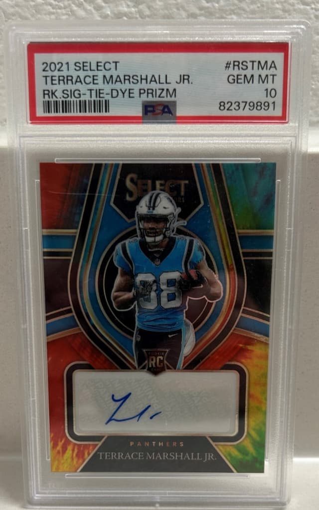 Terrace Marshall Jr. Panini Select Rookie Signatures #RSTMA Tie-Dye Prizm