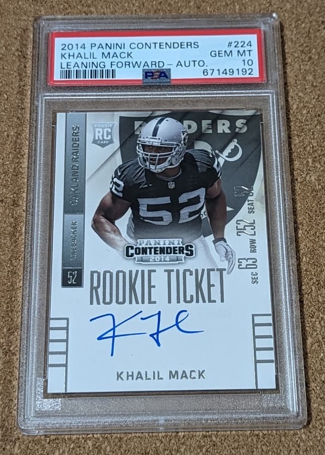 Khalil Mack Panini Contenders #224 Leaning Forward-Autograph