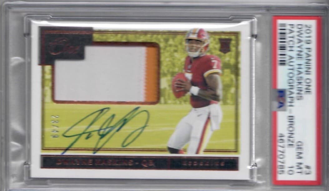 Dwayne Haskins Panini One #3 Patch Autograph-Bronze