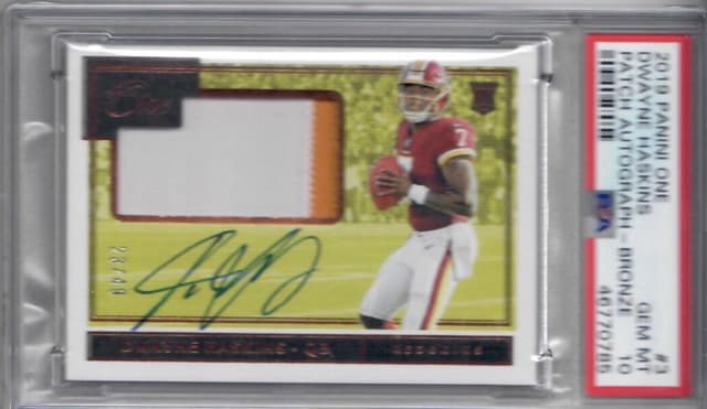 Dwayne Haskins Panini One #3 Patch Autograph-Bronze