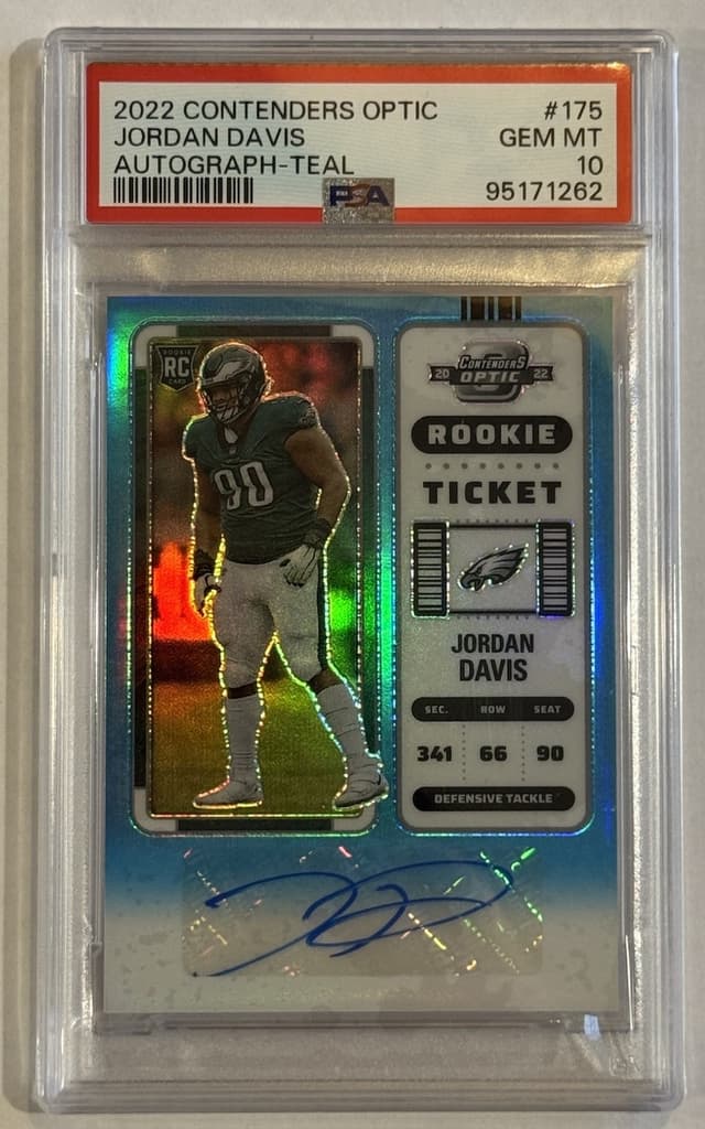 Jordan Davis Panini Contenders Optic #175 Autograph-Teal