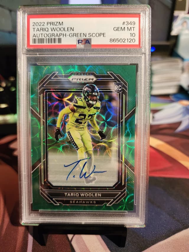 Tariq Woolen Panini Prizm #349 Autograph-Green Scope