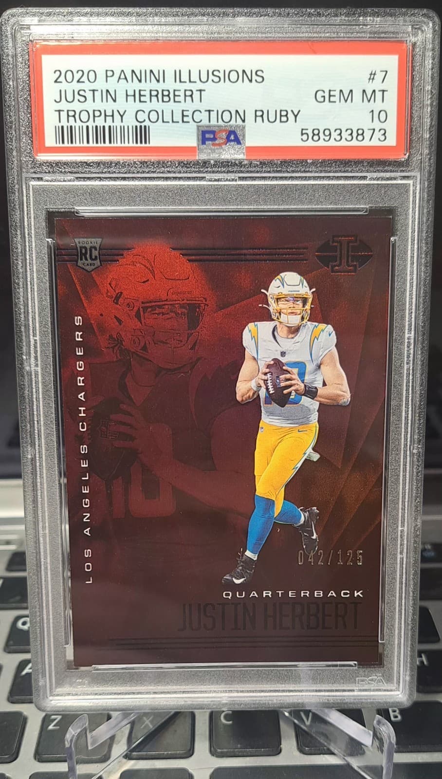 Justin Herbert Panini Illusions #7 Trophy Collection Ruby