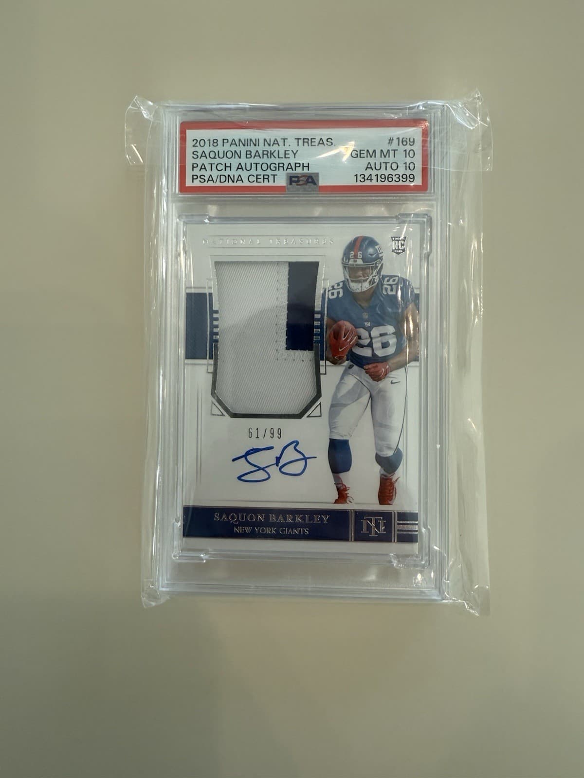 Saquon Barkley Panini National Treasures #169 Patch Autograph