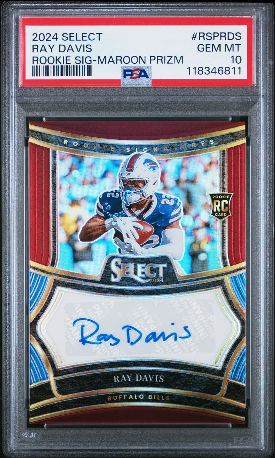 Ray Davis Panini Select Rookie Signatures #RSPRDS Maroon Prizm