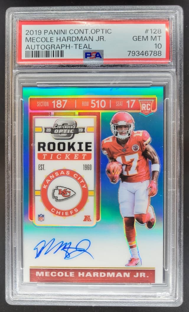 Mecole Hardman Panini Contenders Optic #128 Autograph-Teal
