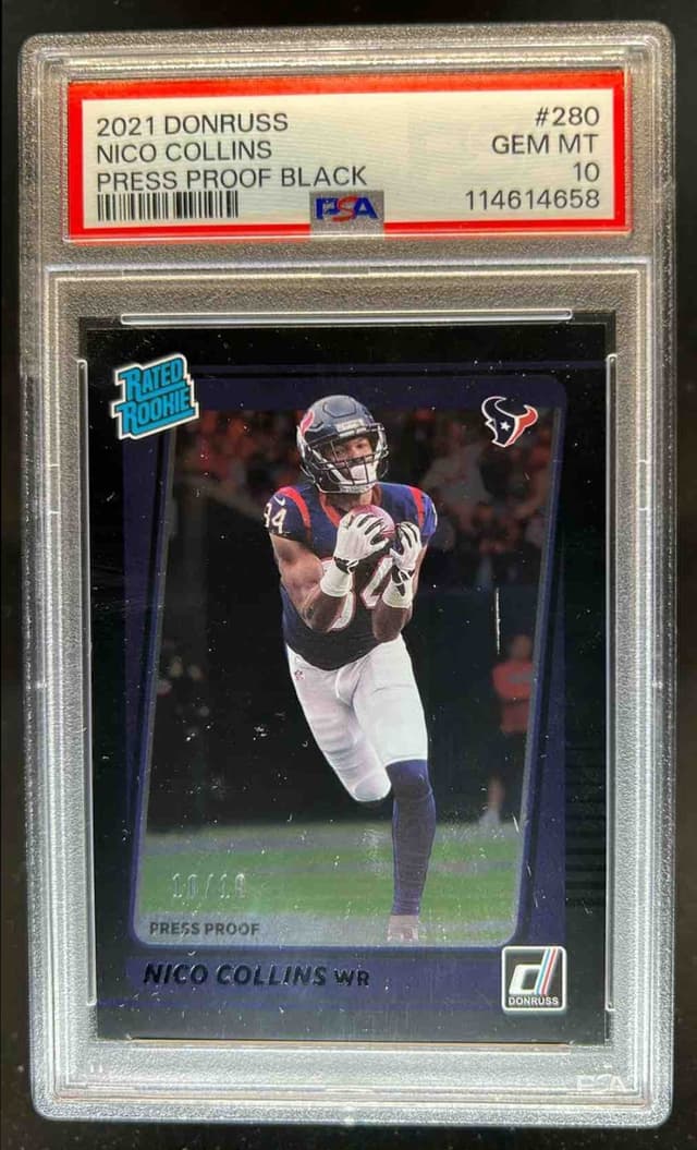 Nico Collins Panini Donruss #280 Press Proof Black