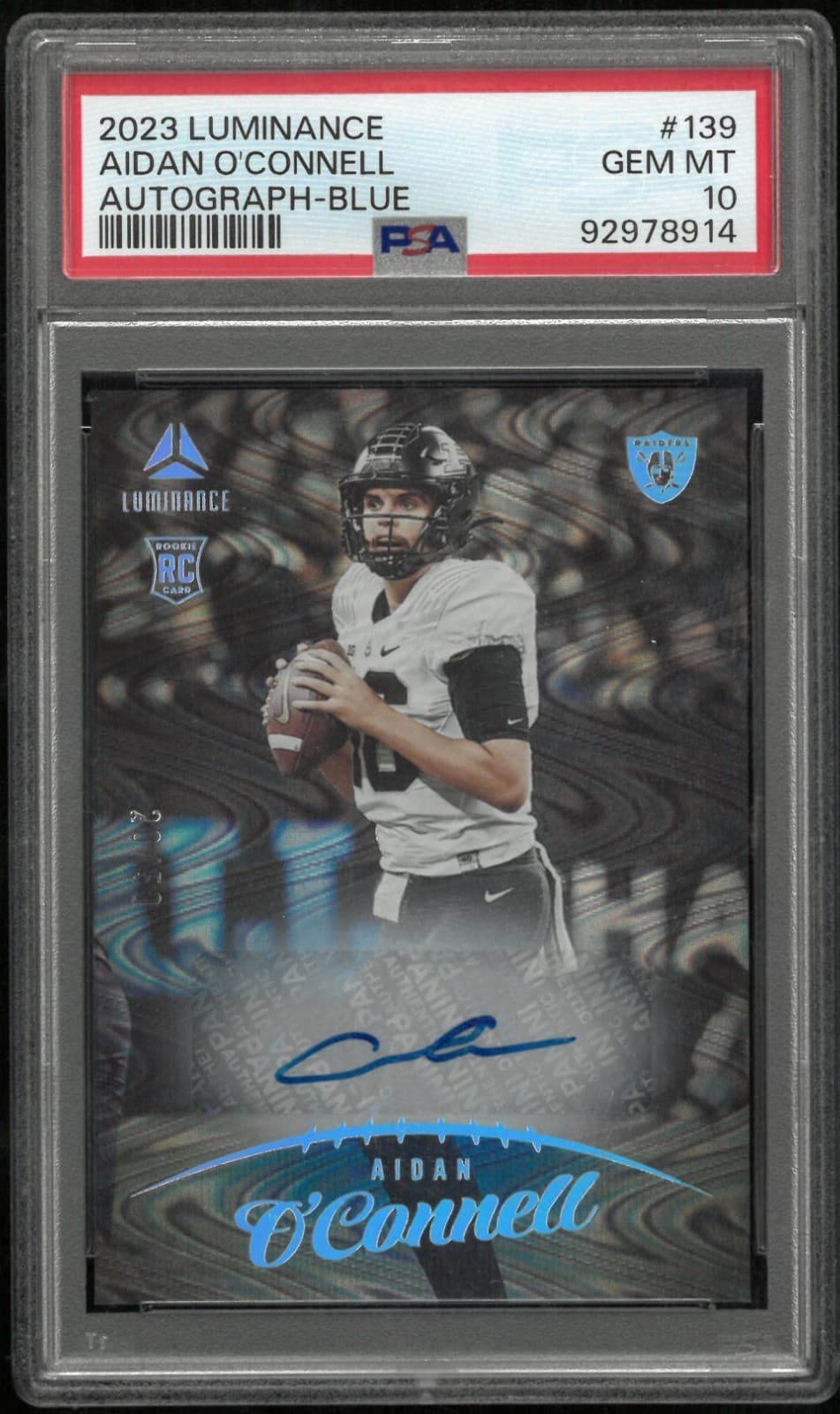 Aidan O'Connell Panini Luminance #139 Autograph-Blue