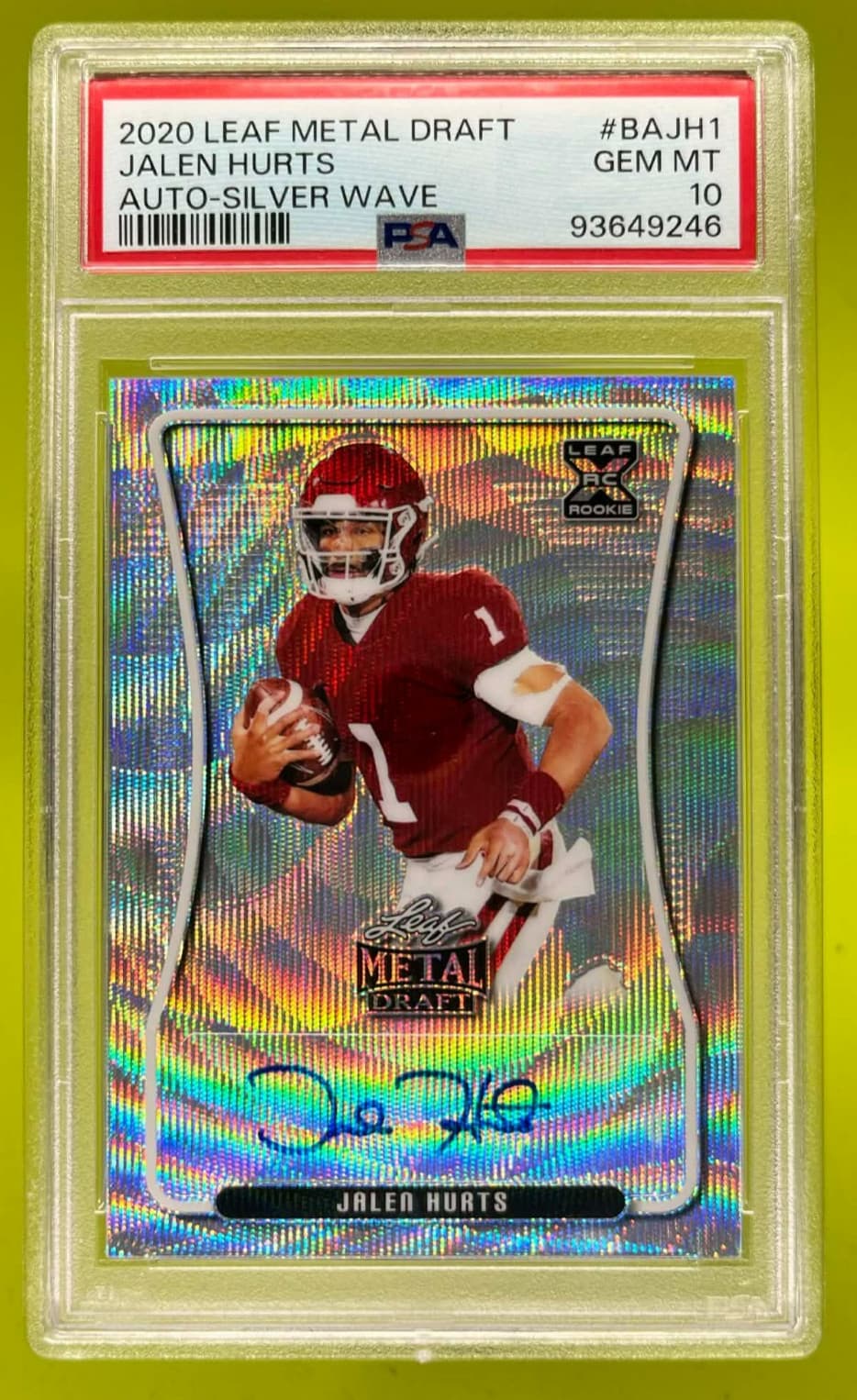 Jalen Hurts Leaf Metal Draft Autographs #BAJH1 Silver Wave