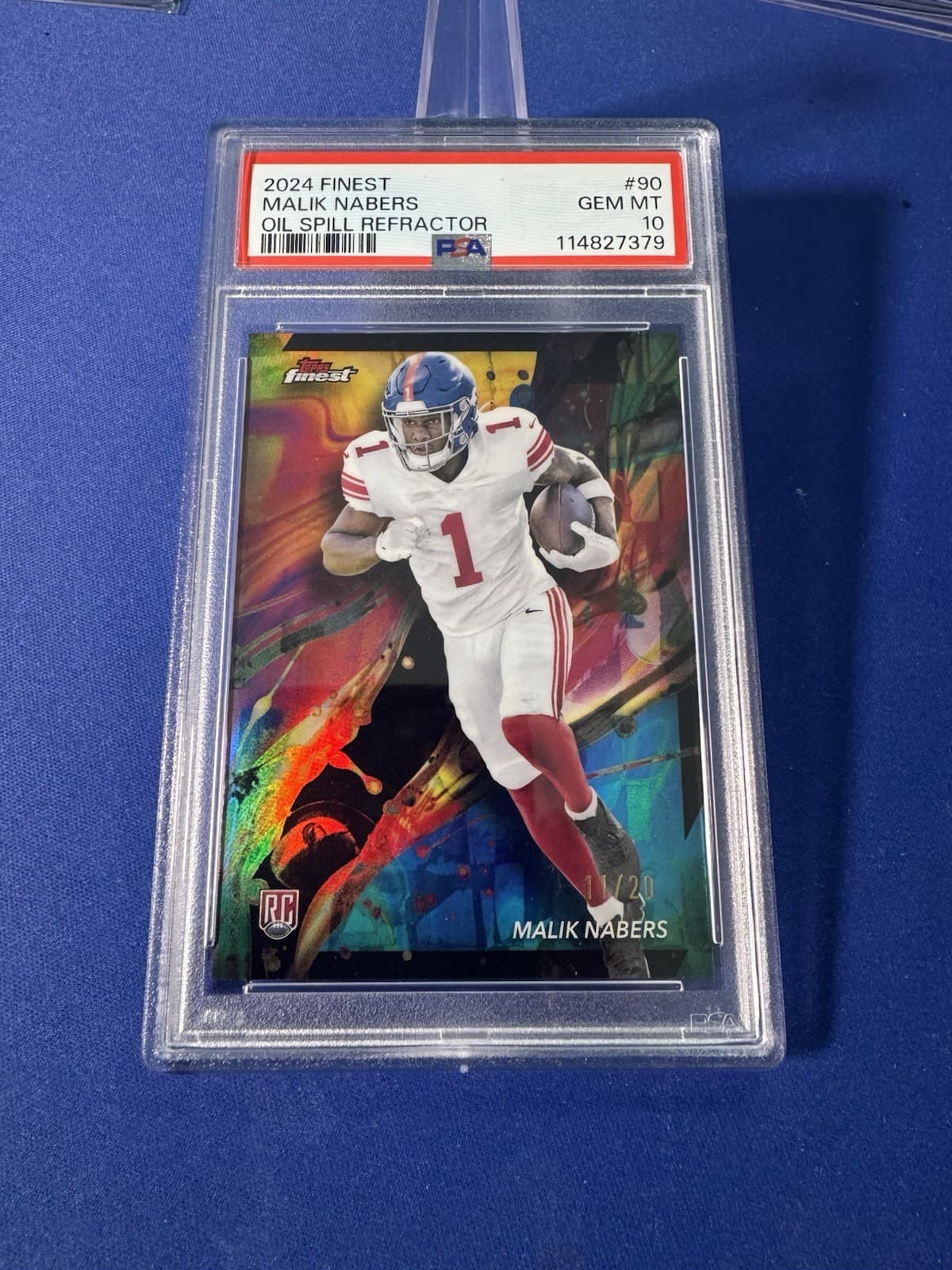 Malik Nabers Topps Finest #90 Oil Spill Refractor