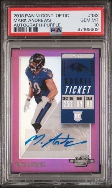 Mark Andrews Panini Contenders Optic #183 Autograph-Purple