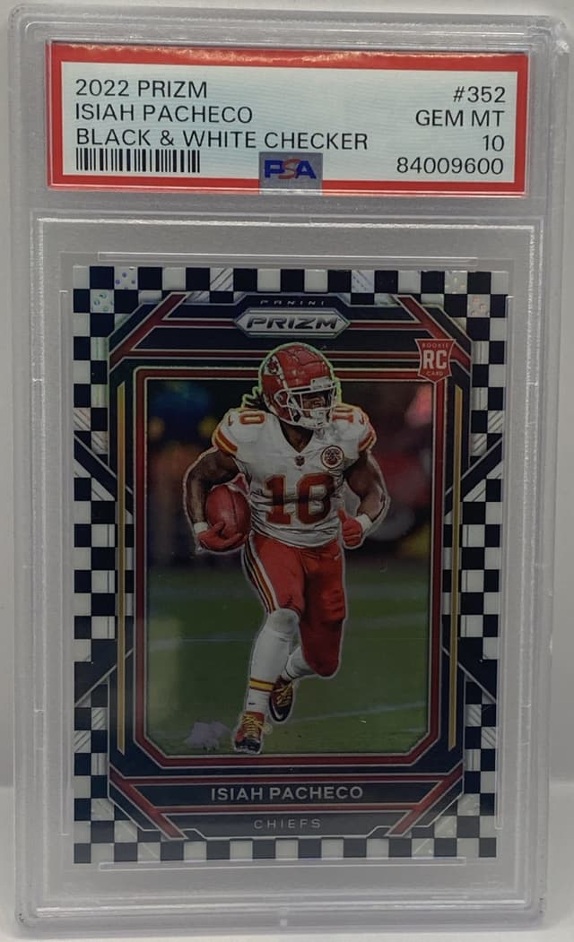 Isiah Pacheco Panini Prizm #352 Black & White Checker