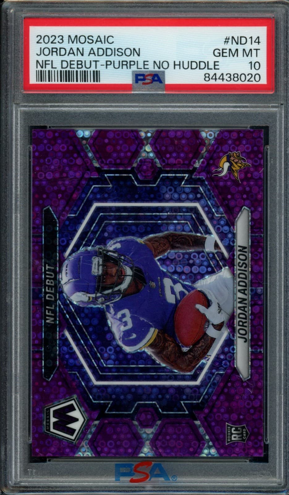 Jordan Addison Panini Mosaic NFL Debut #ND14 Purple No Huddle