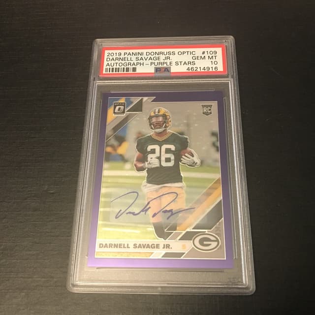 Darnell Savage Jr. Panini Donruss Optic #109 Autograph-Purple Stars