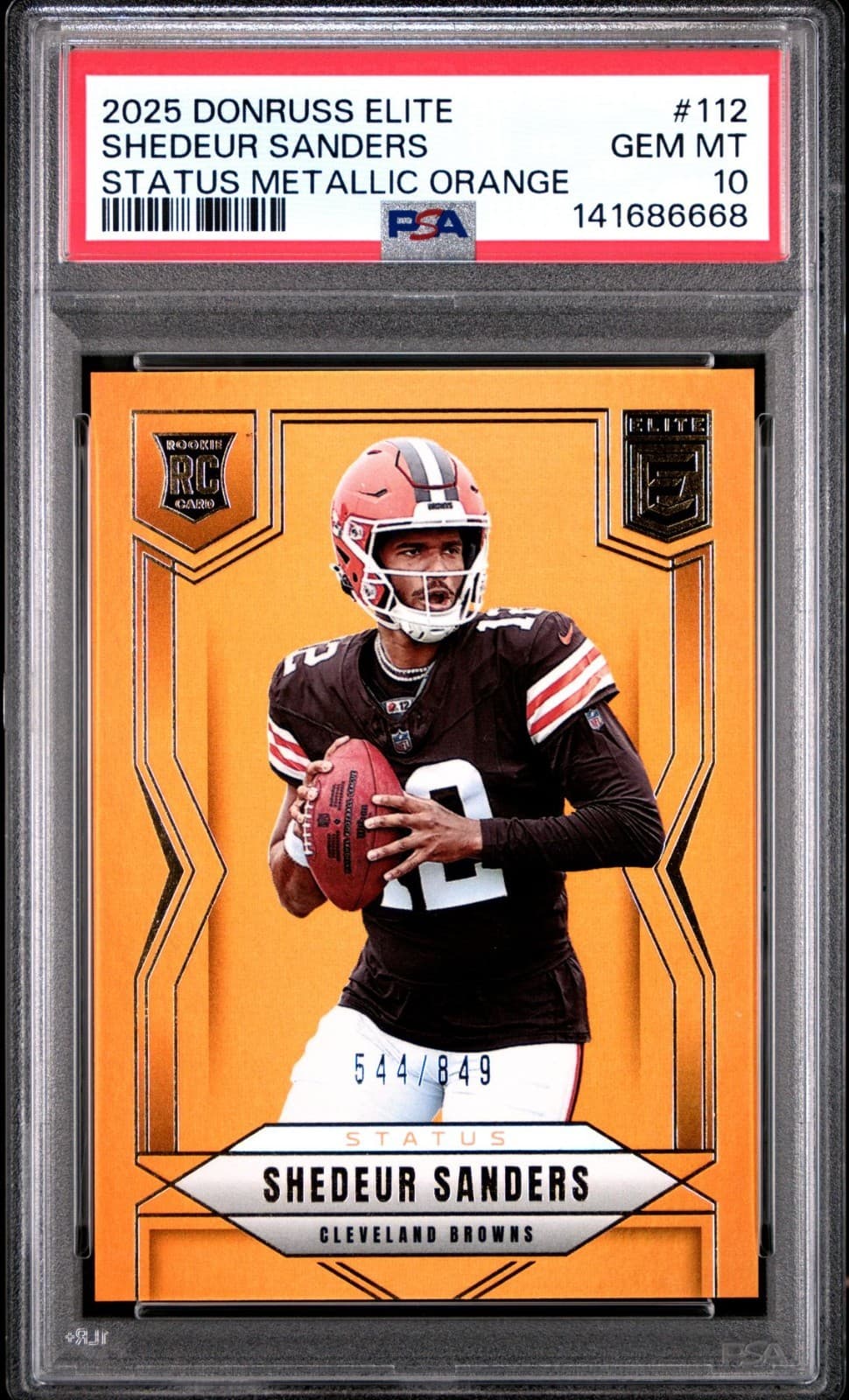 Shedeur Sanders Panini Donruss Elite #112 Status Metallic Orange