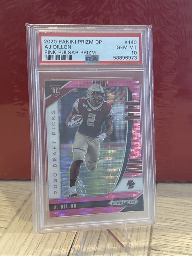 AJ Dillon Panini Prizm Draft Picks #140 Pink Pulsar Prizm