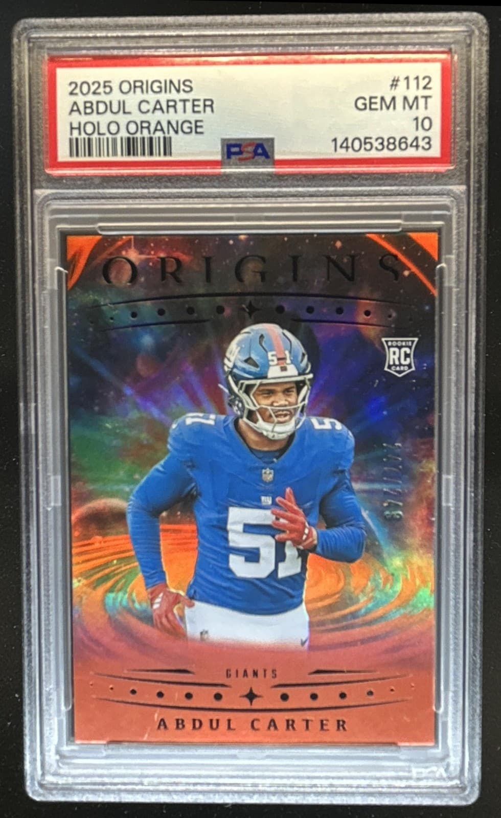 Abdul Carter Panini Origins #112 Holo Orange