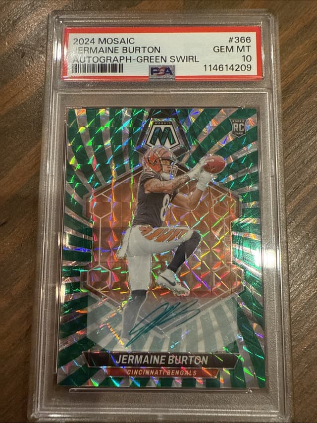 Jermaine Burton Panini Mosaic #366 Autograph-Green Swirl