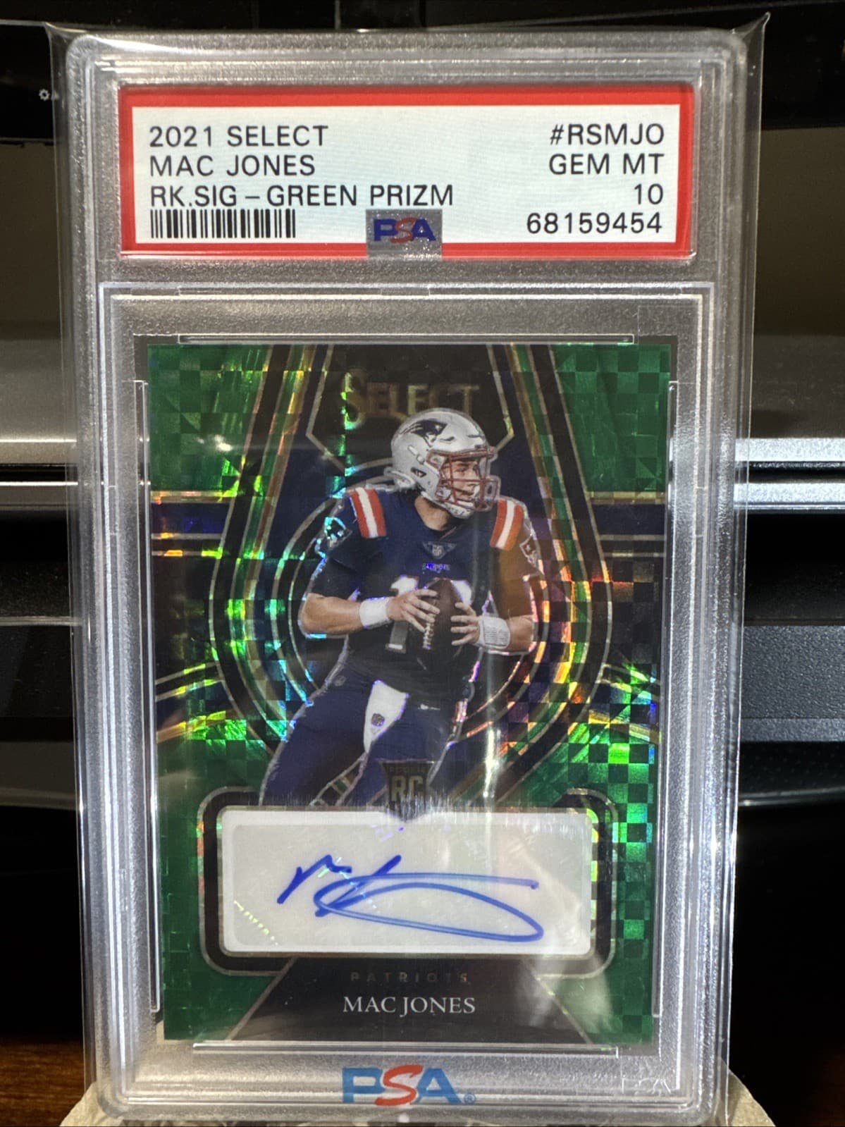 Mac Jones Panini Select Rookie Signatures #RSMJO Green Prizm