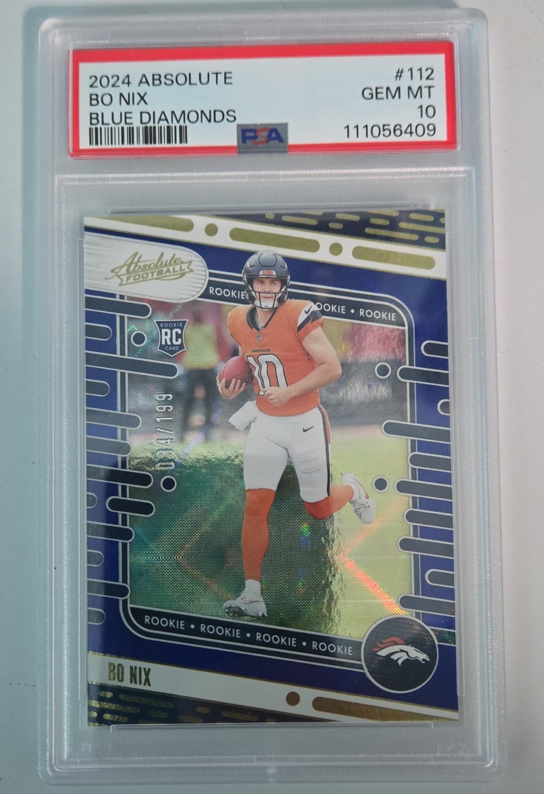 Bo Nix Panini Absolute #112 Blue Diamonds