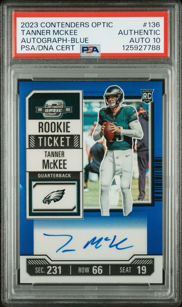 Tanner McKee Panini Contenders Optic #136 Blue