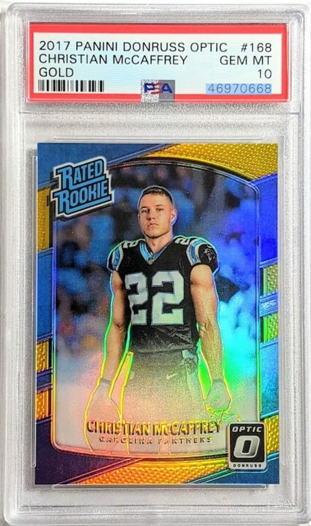 Christian McCaffrey Panini Donruss Optic #168 Gold