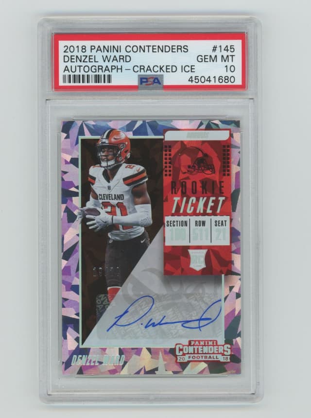 Denzel Ward Panini Contenders #145 Autograph-Cracked Ice