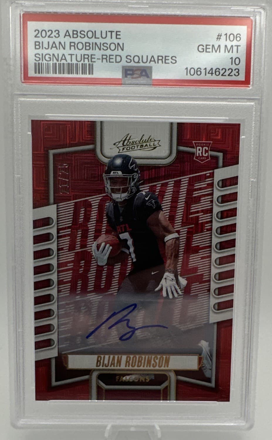 Bijan Robinson Panini Absolute #106 Signature-Red Squares