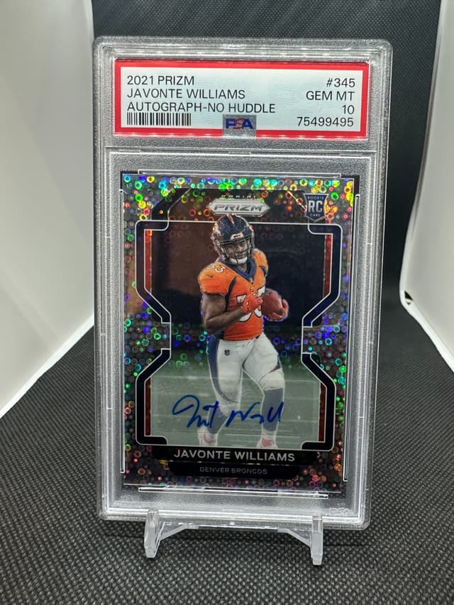 Javonte Williams Panini Prizm #345 Autograph-No Huddle