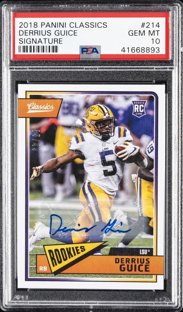 Derrius Guice Panini Classics #214 Signature