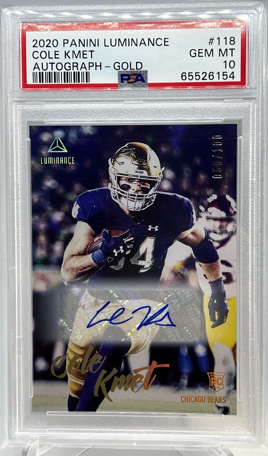 Cole Kmet Panini Luminance #118 Autograph-Gold