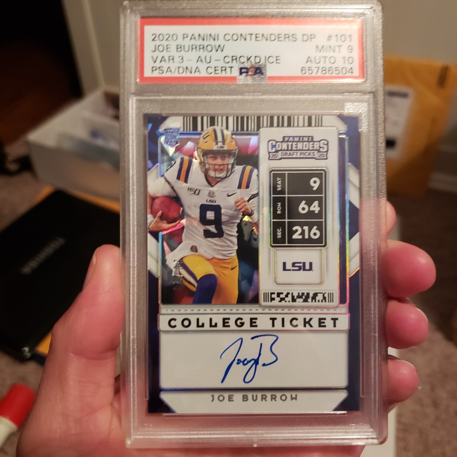 Joe Burrow Panini Contenders Draft Picks #101 Variation 3-Autograph-Bowl