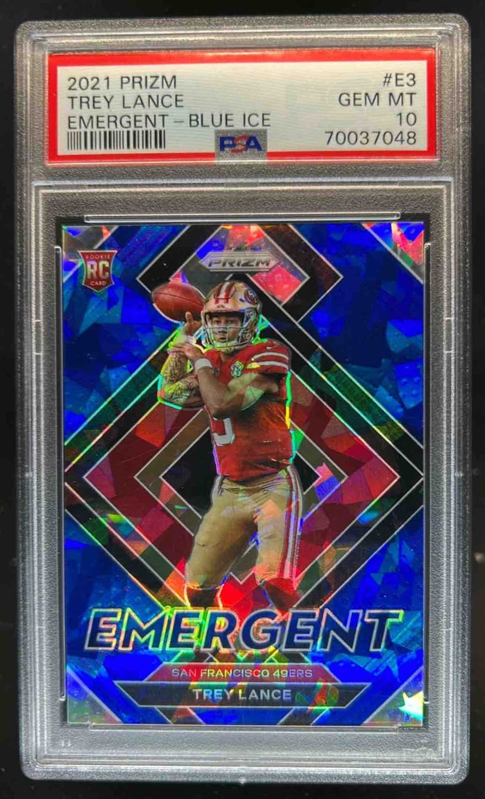 Trey Lance Panini Prizm Emergent #E3 Blue Ice