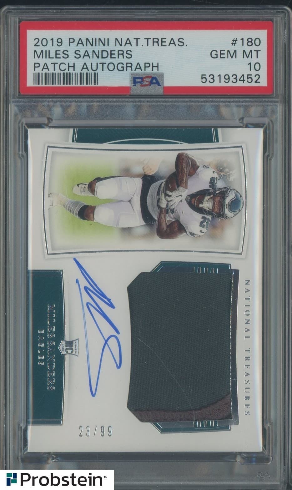 Miles Sanders Panini National Treasures #180 Patch Autograph