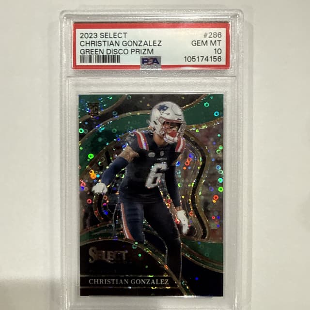 Christian Gonzalez Panini Select #286 Green Disco Prizm